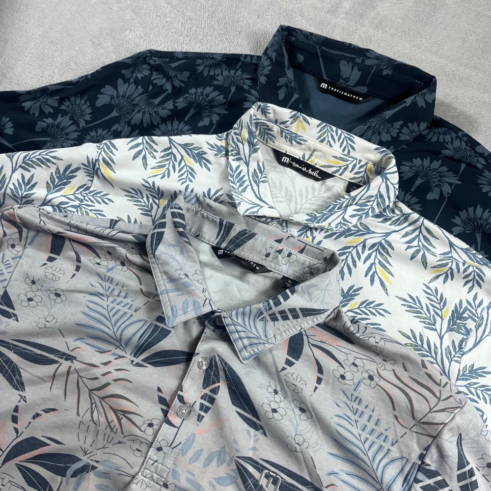TravisMathew Mens XL Polo Shirt Bundle 3 Pack Tropical Floral Golf Performance